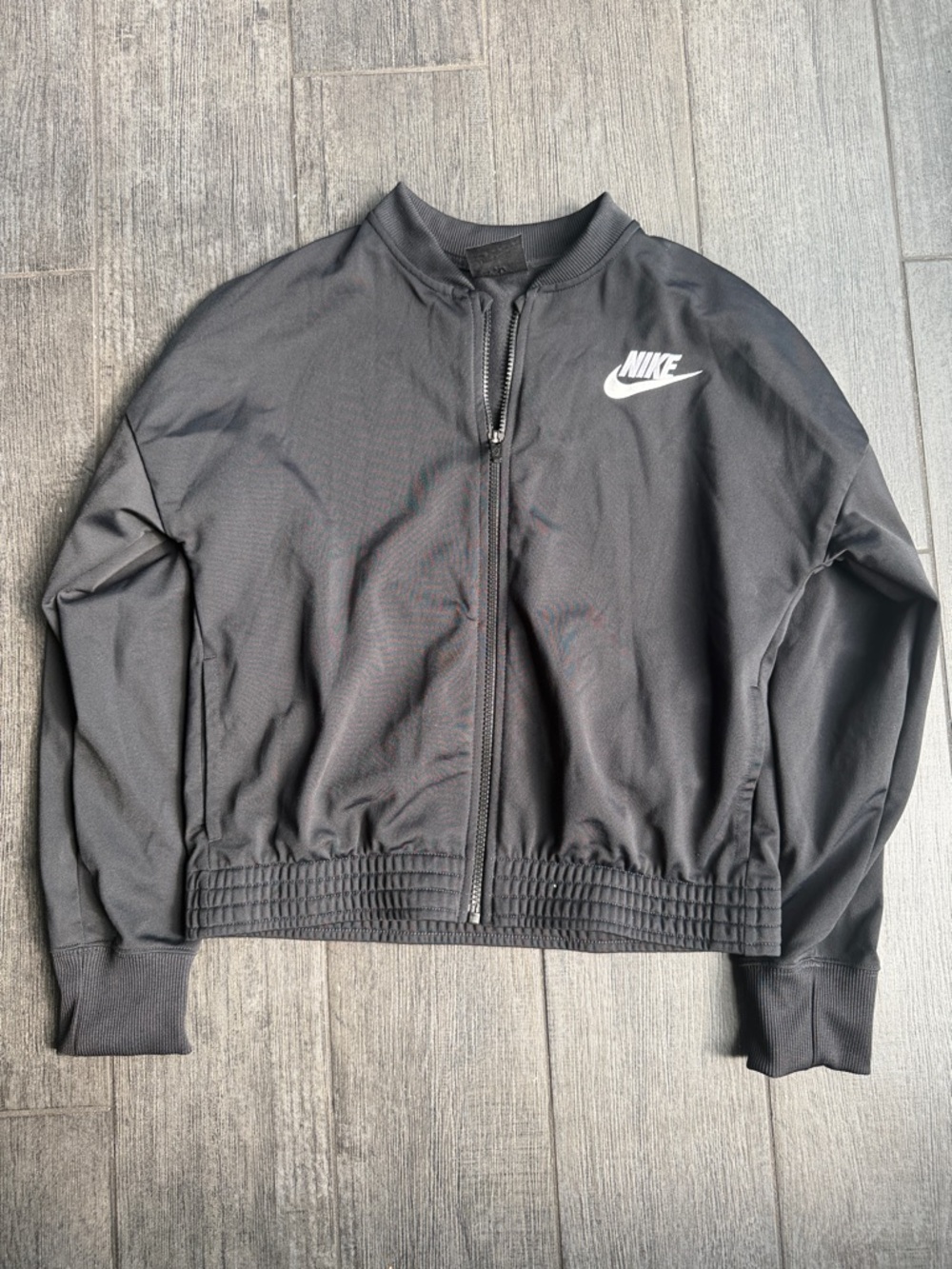 🔥 Nike Black Track Jacket with White Swoosh Logo Girls XL zip up